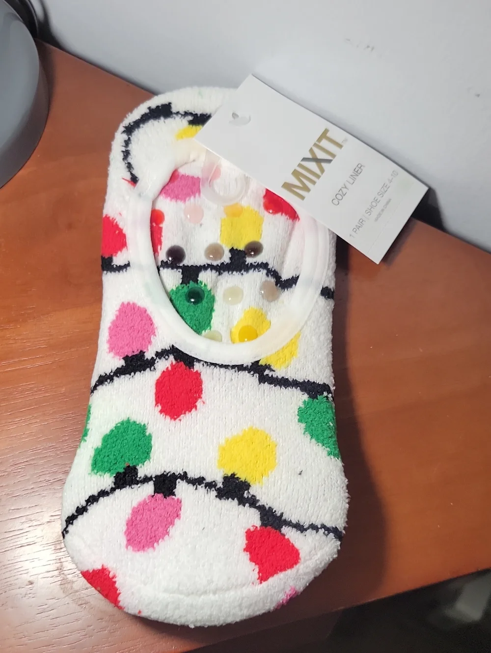 Mixit Cozy No Show Slipper Socks- Christmas Lights